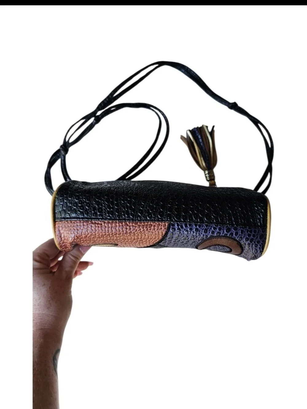 Vintage NAS Alentino Patchwork Animal Print Faux Leather Crossbody Bag